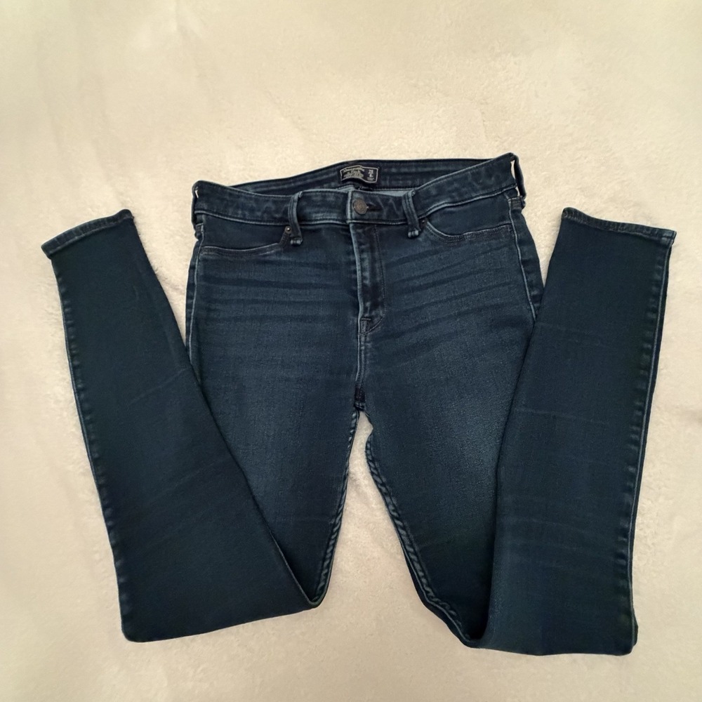ABERCROMBIE & FITCH HARPER LOW RISE JEAN LEGGING DARK BLUE WOMEN'S 6R 28" ANKLE